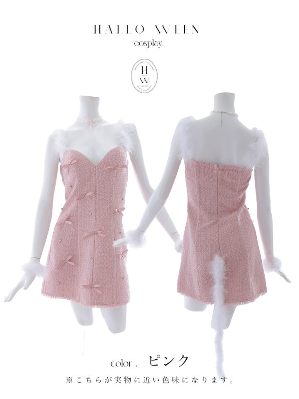 画像22: 【SALE!!】【即日発送！】【ハロウィン】猫リボンツイードワンピース 【コスプレ5点セット】 【XS-XLサイズ/2カラー】[OF01]