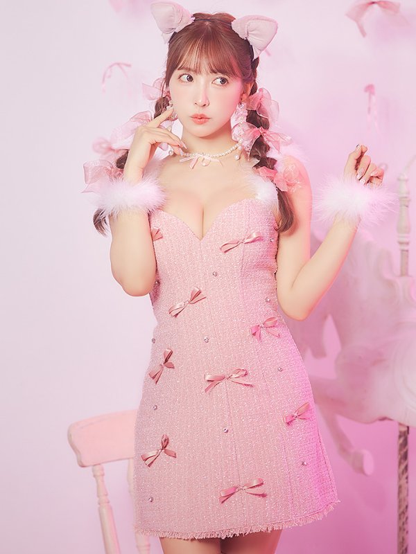 画像3: 【SALE!!】【即日発送！】【ハロウィン】猫リボンツイードワンピース 【コスプレ5点セット】 【XS-XLサイズ/2カラー】[OF01]