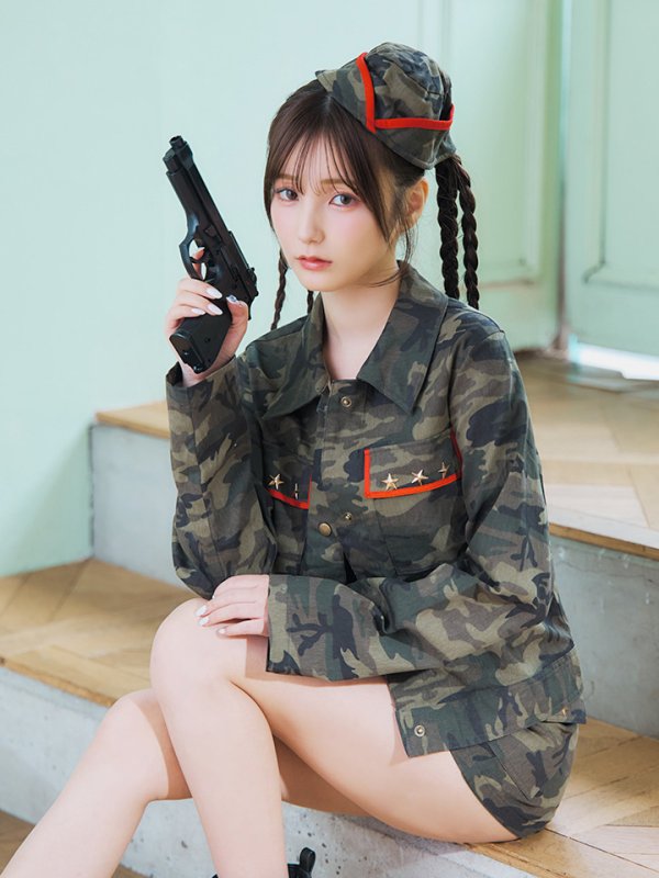 画像8: 【SALE!!】【即日発送】【ハロウィン】アーミーガールセットアップ 【コスプレ6点セット】 【XS-Lサイズ/1カラー】[OF01]