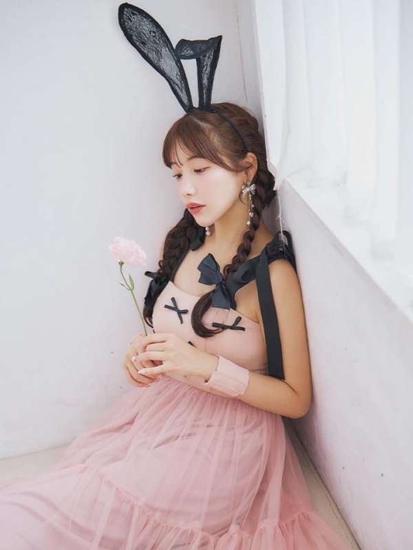 画像7: 【SALE!!】【即日発送！】【ハロウィン】バニーリボンチュールワンピース 【コスプレ4点セット】 【S-Lサイズ/1カラー】[OF01]