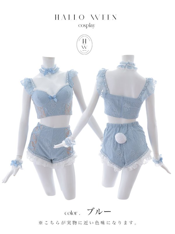 画像37: 【SALE!!】【即日発送！】【ハロウィン】 総レースバニーフリルセットアップ【コスプレ7点セット】【XS-Lサイズ/3カラー】[OF04]