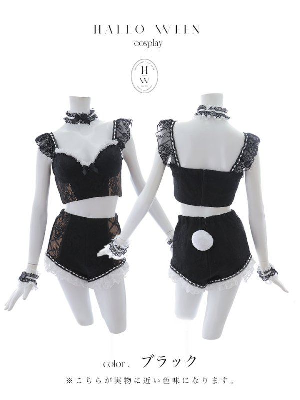 画像44: 【SALE!!】【即日発送！】【ハロウィン】 総レースバニーフリルセットアップ【コスプレ7点セット】【XS-Lサイズ/3カラー】[OF04]