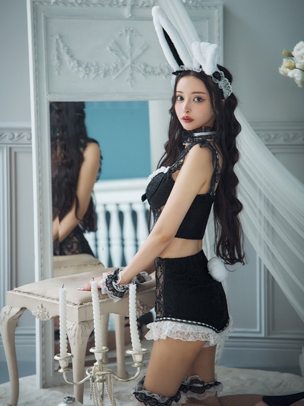 画像14: 【SALE!!】【即日発送！】【ハロウィン】 総レースバニーフリルセットアップ【コスプレ7点セット】【XS-Lサイズ/3カラー】[HC03]