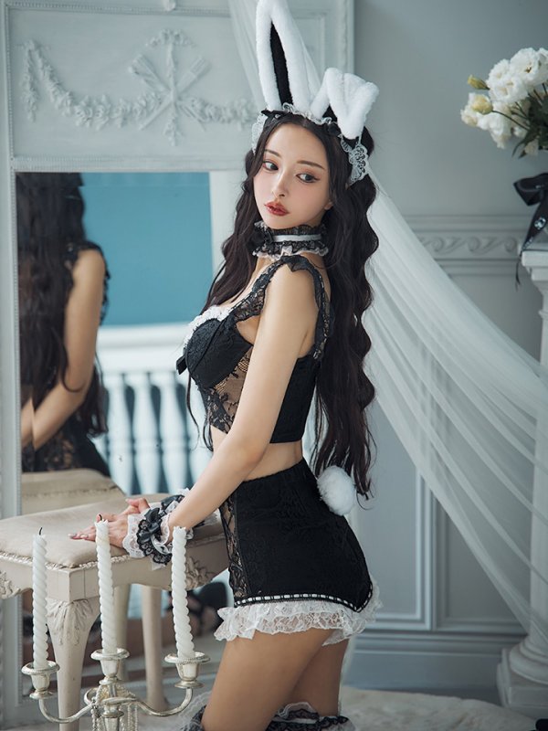 画像15: 【SALE!!】【即日発送！】【ハロウィン】 総レースバニーフリルセットアップ【コスプレ7点セット】【XS-Lサイズ/3カラー】[HC03]