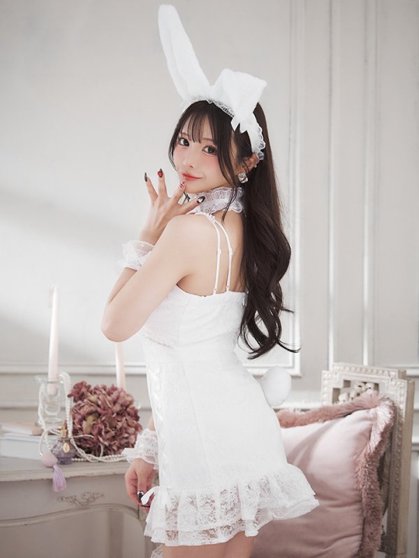 画像8: 【SALE!!】【即日発送！】【ハロウィン】 総レースバニーミニマーメイドワンピ【コスプレ6点セット】【XS-Lサイズ/3カラー】[OF04]