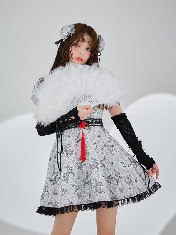 画像20: 【ハロウィン】アームウォーマー付きフレアスカートチャイナ 【コスプレ5点セット】 【S-XLサイズ/4カラー】[HC03]