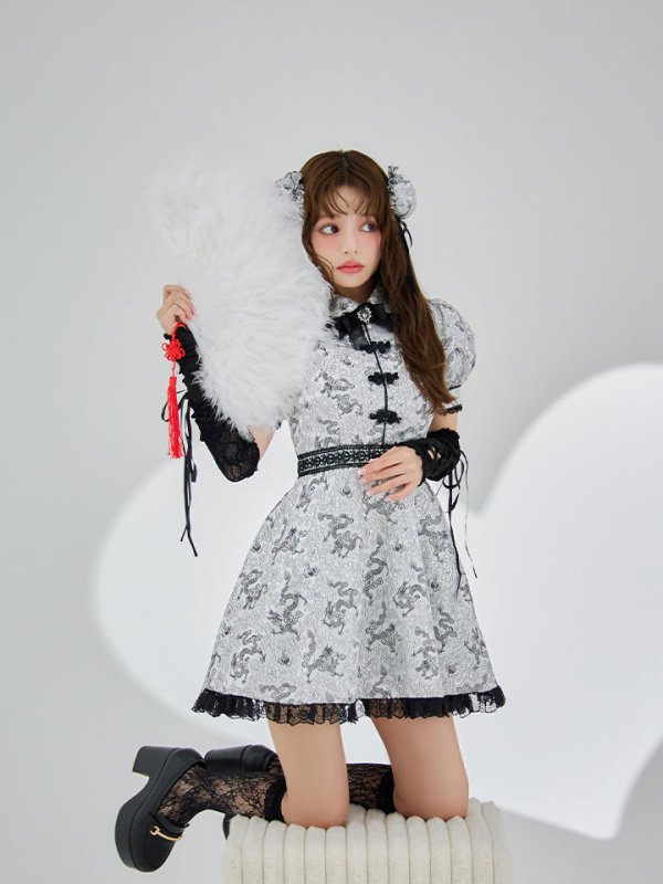 画像24: 【ハロウィン】アームウォーマー付きフレアスカートチャイナ 【コスプレ5点セット】 【S-XLサイズ/4カラー】[HC03]