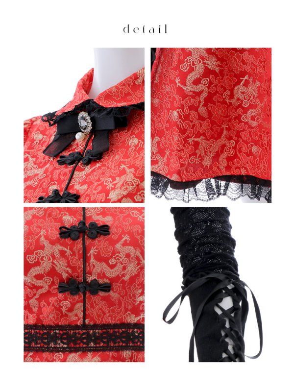 画像20: 【ハロウィン】アームウォーマー付きフレアスカートチャイナ 【コスプレ5点セット】 【S-XLサイズ/４カラー】[OF04]