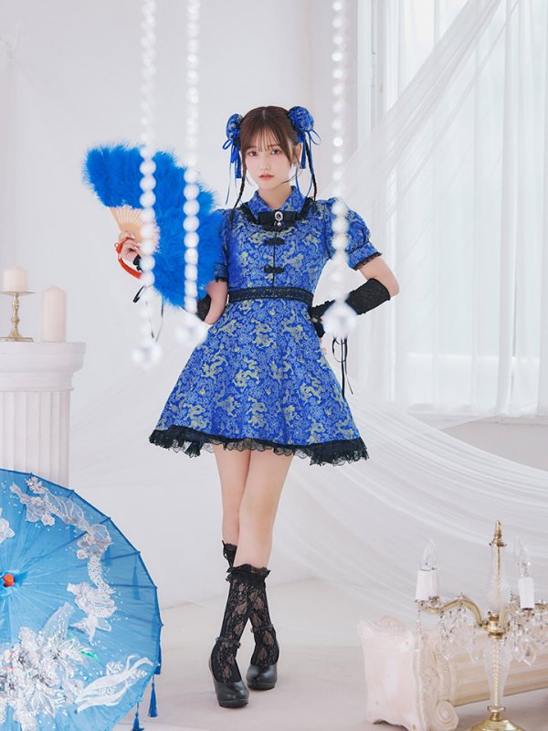 画像13: 【ハロウィン】アームウォーマー付きフレアスカートチャイナ 【コスプレ5点セット】 【S-XLサイズ/４カラー】[OF04]