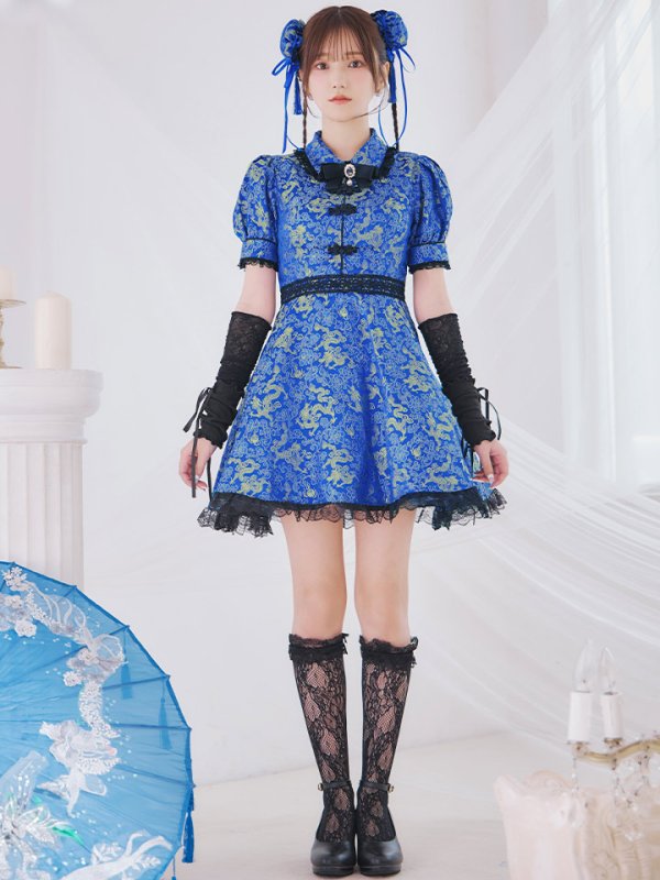 画像7: 【ハロウィン】アームウォーマー付きフレアスカートチャイナ 【コスプレ5点セット】 【S-XLサイズ/４カラー】[OF04]