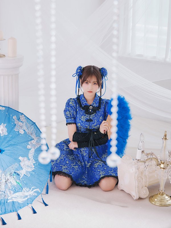 画像8: 【ハロウィン】アームウォーマー付きフレアスカートチャイナ 【コスプレ5点セット】 【S-XLサイズ/４カラー】[OF04]