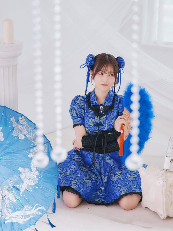 画像9: 【ハロウィン】アームウォーマー付きフレアスカートチャイナ 【コスプレ5点セット】 【S-XLサイズ/４カラー】[OF04]