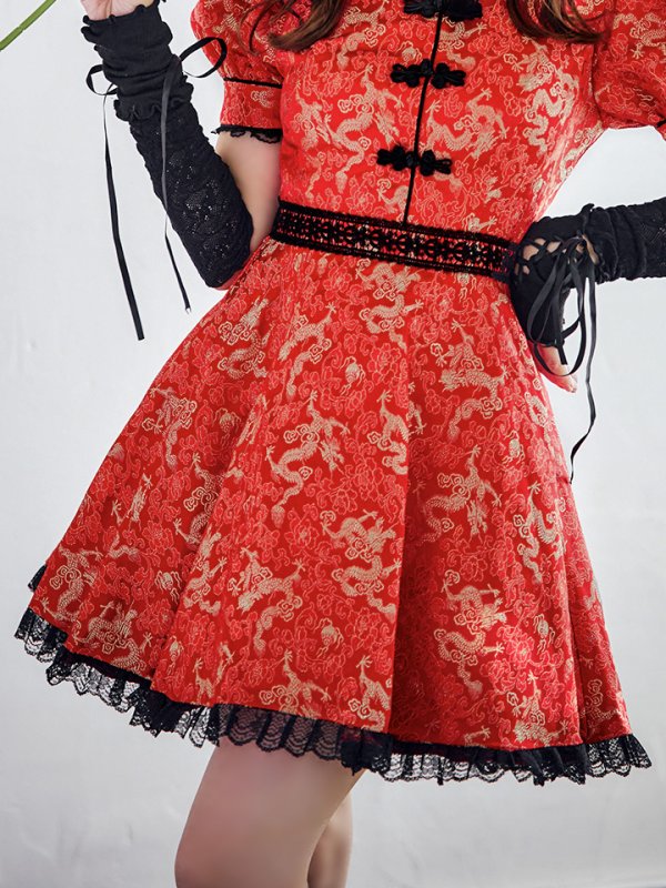 画像15: 【ハロウィン】アームウォーマー付きフレアスカートチャイナ 【コスプレ5点セット】 【S-XLサイズ/４カラー】[OF04]