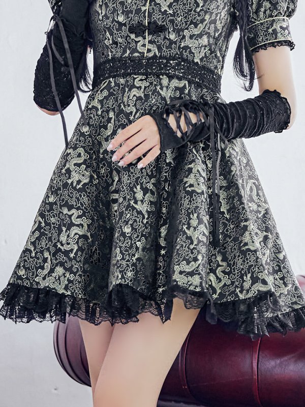 画像15: 【ハロウィン】アームウォーマー付きフレアスカートチャイナ 【コスプレ5点セット】 【S-XLサイズ/４カラー】[OF04]