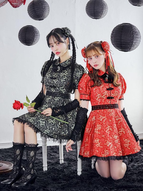 画像3: 【ハロウィン】アームウォーマー付きフレアスカートチャイナ 【コスプレ5点セット】 【S-XLサイズ/４カラー】[HC03]