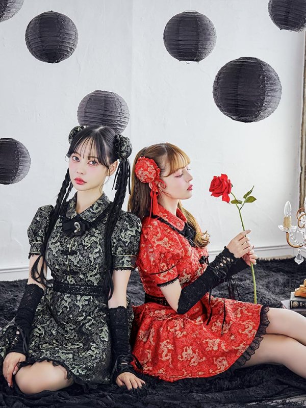 画像5: 【ハロウィン】アームウォーマー付きフレアスカートチャイナ 【コスプレ5点セット】 【S-XLサイズ/４カラー】[HC03]