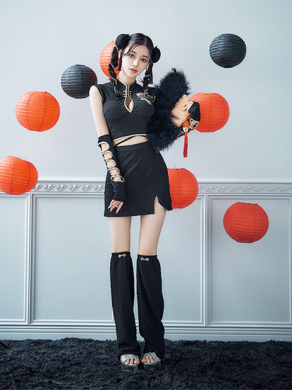 画像10: 【ハロウィン】ドラゴンプリントチャイナセットアップ 【コスプレ5点セット】【XS-Mサイズ/1カラー】ドラゴンプリントチャイナドレス 【コスプレ3点セット】【XS-Lサイズ/1カラー】(SE01YN)[OF01]