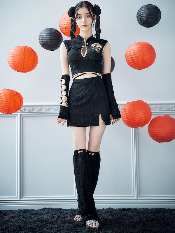 画像4: 【ハロウィン】ドラゴンプリントチャイナセットアップ 【コスプレ5点セット】【XS-Lサイズ/1カラー】(SE01YN)[OF01]