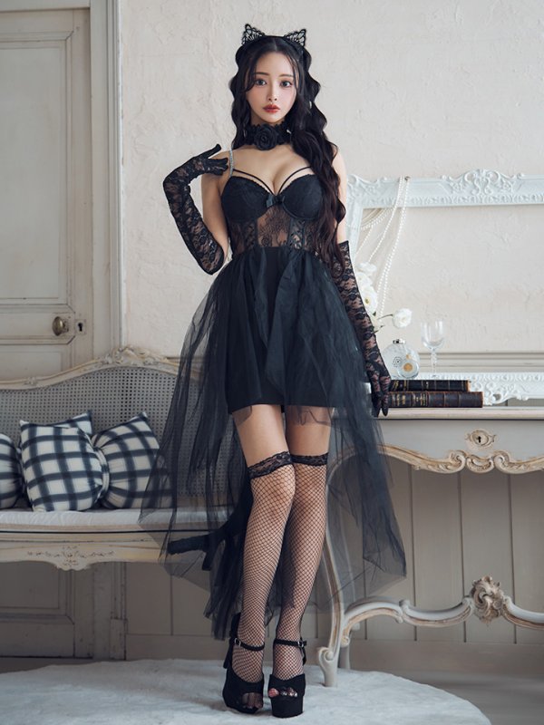 画像4: 【SALE!!】【即日発送！】【ハロウィン】チュールキャミワンピース 【コスプレ4点セット】【XS-Mサイズ/1カラー】[OF04]