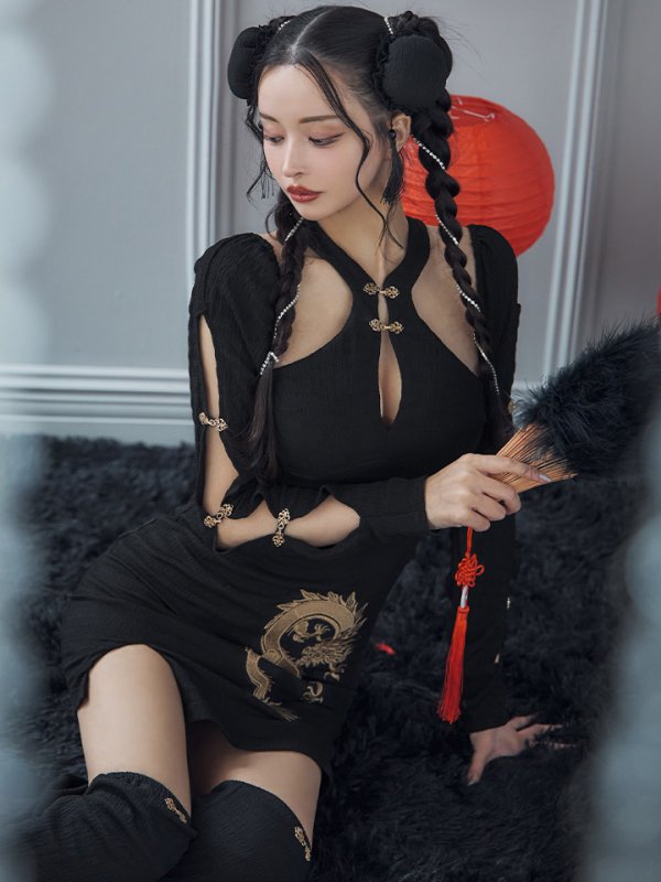 画像20: 【ハロウィン】ドラゴンプリントチャイナセットアップ 【コスプレ5点セット】【XS-Mサイズ/1カラー】ドラゴンプリントチャイナドレス 【コスプレ3点セット】【XS-Lサイズ/1カラー】(SE01YN)[OF01]