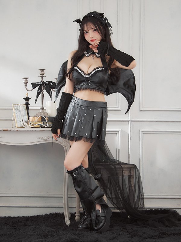 画像10: 【うづきふうかコラボ】【即日発送！】【ハロウィン】 レザーデビルセットアップ 【コスプレ6点セット】 【XS-Mサイズ/1カラー】[OF01]