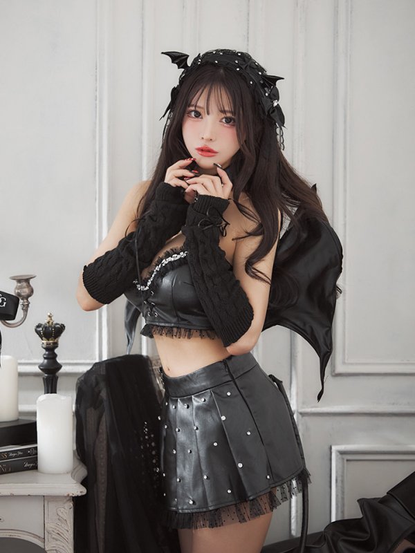 画像3: 【うづきふうかコラボ】【即日発送！】【ハロウィン】 レザーデビルセットアップ 【コスプレ6点セット】 【XS-Mサイズ/1カラー】[OF01]