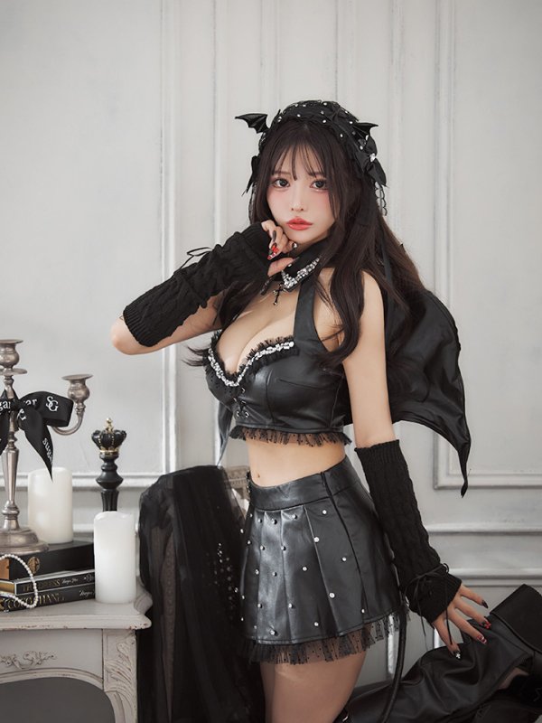 画像7: 【うづきふうかコラボ】【即日発送！】【ハロウィン】 レザーデビルセットアップ 【コスプレ6点セット】 【XS-Mサイズ/1カラー】[OF01]