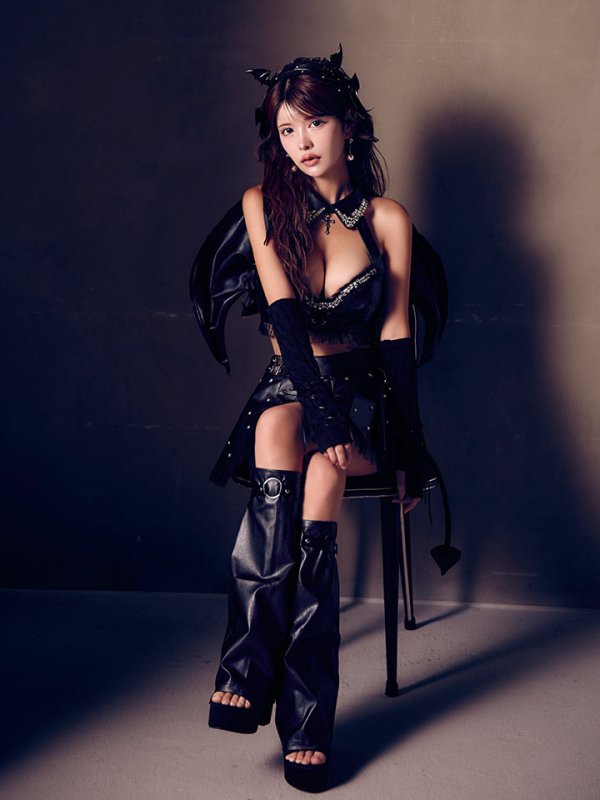 画像7: 【即日発送】【送料無料！】【ハロウィン】【うづきふうかコラボ】 レザーデビルセットアップ 【コスプレ6点セット】[HC03]