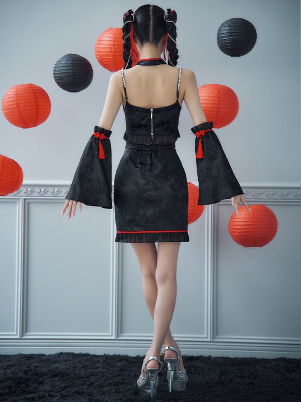 画像21: 【即日発送！】【ハロウィン】ベルスリーブチャイナセットアップ 【コスプレ5点セット】【XS-Mサイズ/1カラー】オフショルチャイナワンピース 【コスプレ6点セット】 【XS-Lサイズ/3カラー】(SE01YN)[OF04]