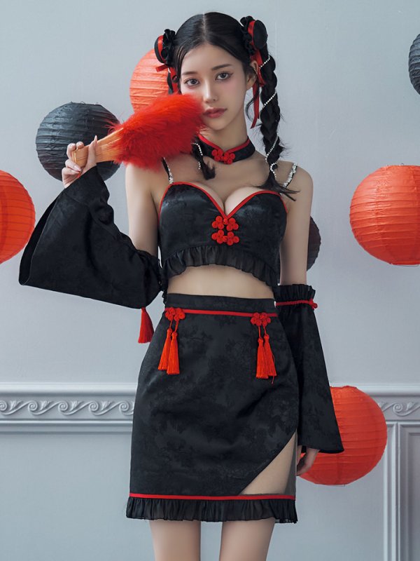 画像7: 【即日発送！】【ハロウィン】ベルスリーブチャイナセットアップ 【コスプレ5点セット】【XS-Mサイズ/1カラー】オフショルチャイナワンピース 【コスプレ6点セット】 【XS-Lサイズ/3カラー】(SE01YN)[OF04]