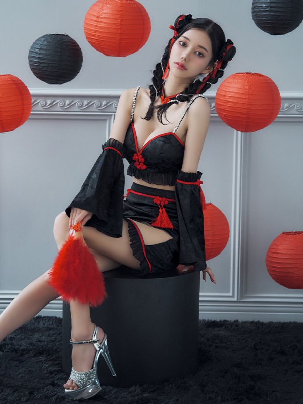 画像19: 【即日発送！】【ハロウィン】ベルスリーブチャイナセットアップ 【コスプレ5点セット】【XS-Mサイズ/1カラー】オフショルチャイナワンピース 【コスプレ6点セット】 【XS-Lサイズ/3カラー】(SE01YN)[OF04]