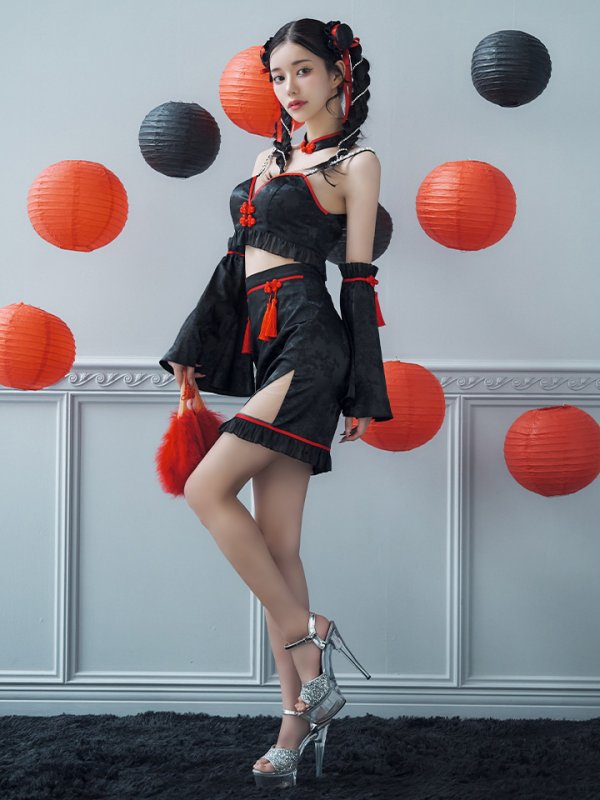 画像10: 【即日発送！】【ハロウィン】ベルスリーブチャイナセットアップ 【コスプレ5点セット】【XS-Mサイズ/1カラー】オフショルチャイナワンピース 【コスプレ6点セット】 【XS-Lサイズ/3カラー】(SE01YN)[OF04]