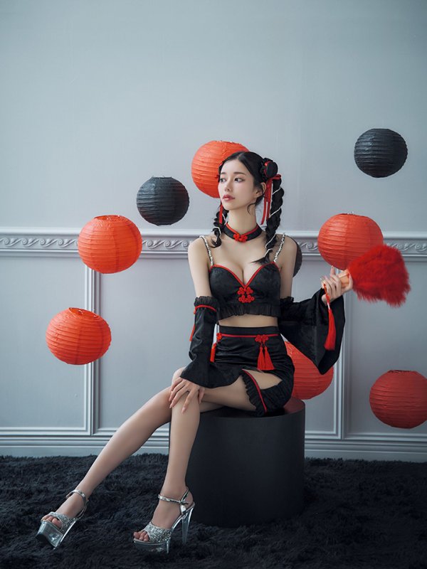 画像14: 【即日発送！】【ハロウィン】ベルスリーブチャイナセットアップ 【コスプレ5点セット】【XS-Mサイズ/1カラー】オフショルチャイナワンピース 【コスプレ6点セット】 【XS-Lサイズ/3カラー】(SE01YN)[OF04]