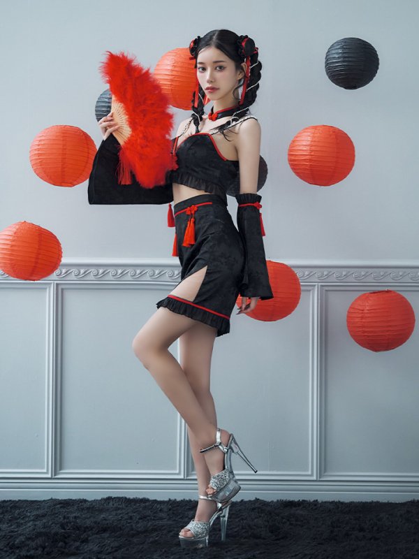 画像16: 【即日発送！】【ハロウィン】ベルスリーブチャイナセットアップ 【コスプレ5点セット】【XS-Mサイズ/1カラー】オフショルチャイナワンピース 【コスプレ6点セット】 【XS-Lサイズ/3カラー】(SE01YN)[OF04]