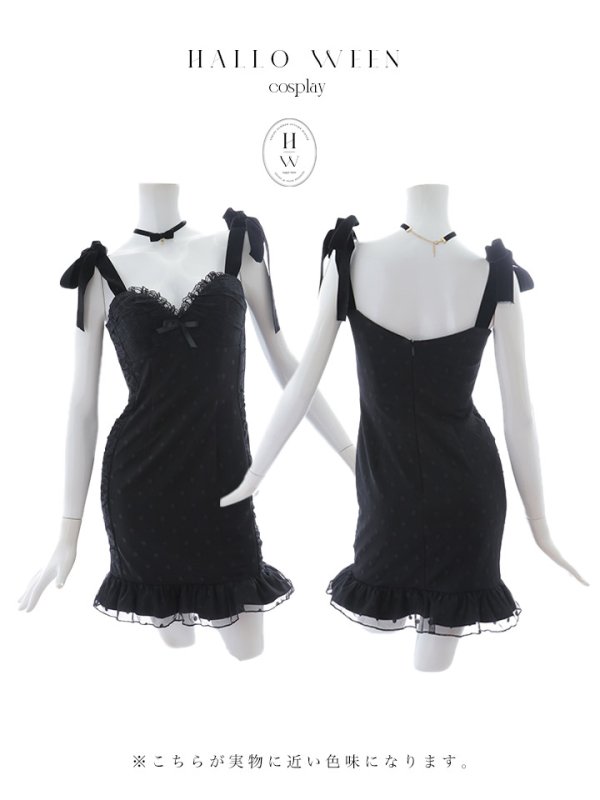 画像19: 【SALE!!】【ハロウィン】ドットレースベビードールワンピース 【コスプレ3点セット】【XS-Lサイズ/1カラー】[OF01]