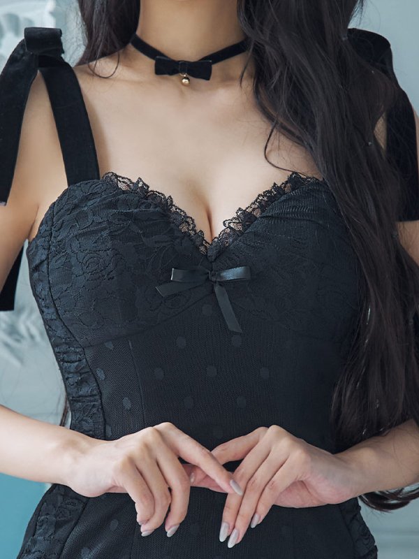 画像17: 【SALE!!】【ハロウィン】ドットレースベビードールワンピース 【コスプレ3点セット】【XS-Lサイズ/1カラー】[OF01]