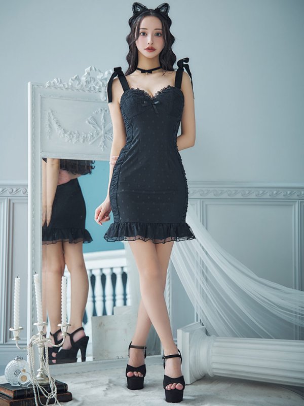 画像5: 【SALE!!】【ハロウィン】ドットレースベビードールワンピース 【コスプレ3点セット】【XS-Lサイズ/1カラー】[OF01]