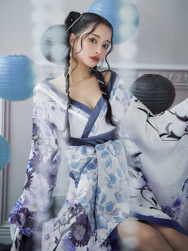 画像1: 【即日発送！】【ハロウィン】花魁ショートインロングワンピース 【コスプレ】【S-XLサイズ/2カラー】[YMT]