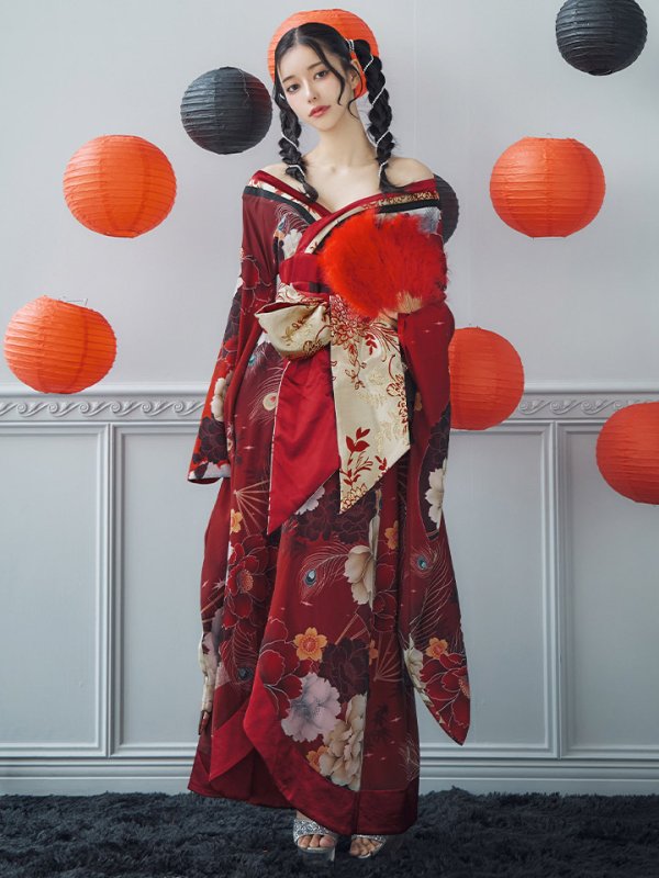 画像28: 【即日発送！】【ハロウィン】花魁ショートインロングワンピース 【コスプレ】【S-XLサイズ/2カラー】[HC03]