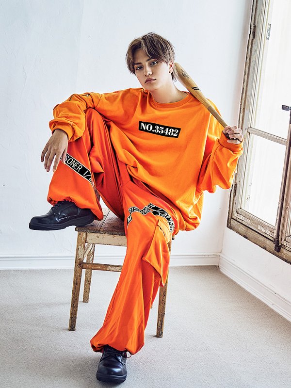 画像9: 【SALE!!】【即日発送！】【ハロウィン】 オレンジ囚人トレーナーセット 【コスプレ2点セット】【XXLサイズ/1カラー】(OF0106-SV)[OF01]