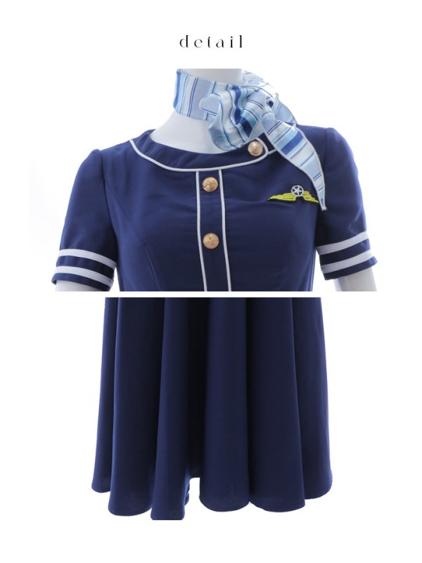 画像38: 【即日発送！】【ハロウィン】CAロングフレアワンピース 【コスプレ5点セット】 【S-XLサイズ/1カラー】[HC03]