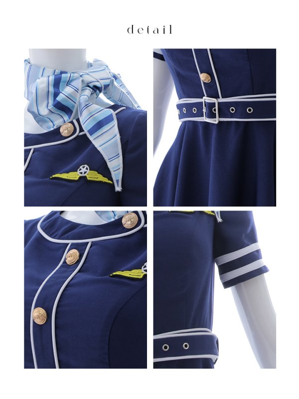 画像39: 【即日発送！】【ハロウィン】CAロングフレアワンピース 【コスプレ5点セット】 【S-XLサイズ/1カラー】[HC03]