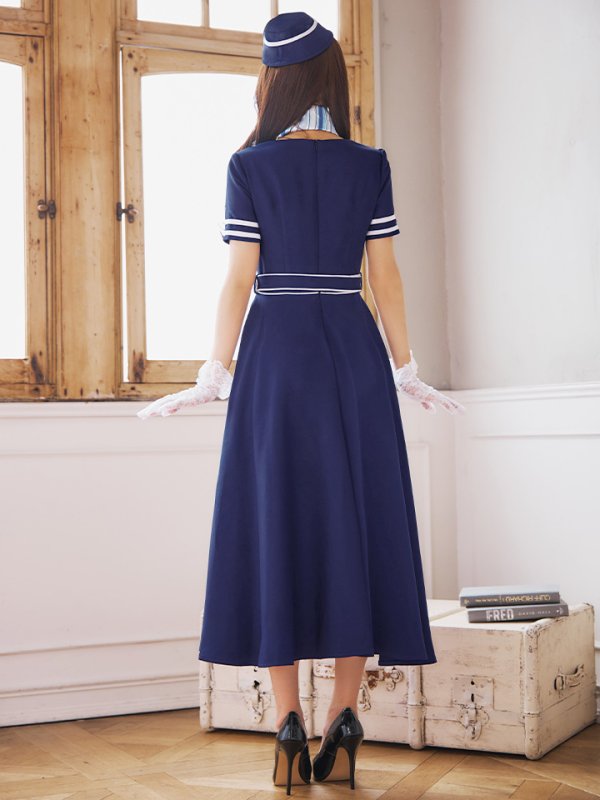 画像33: 【即日発送！】【ハロウィン】CAロングフレアワンピース 【コスプレ5点セット】 【S-XLサイズ/1カラー】[HC03]