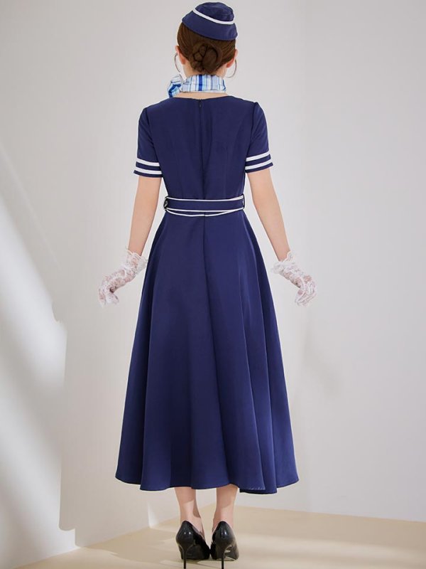 画像17: 【即日発送！】【ハロウィン】CAロングフレアワンピース 【コスプレ5点セット】 【S-XLサイズ/1カラー】[HC03]