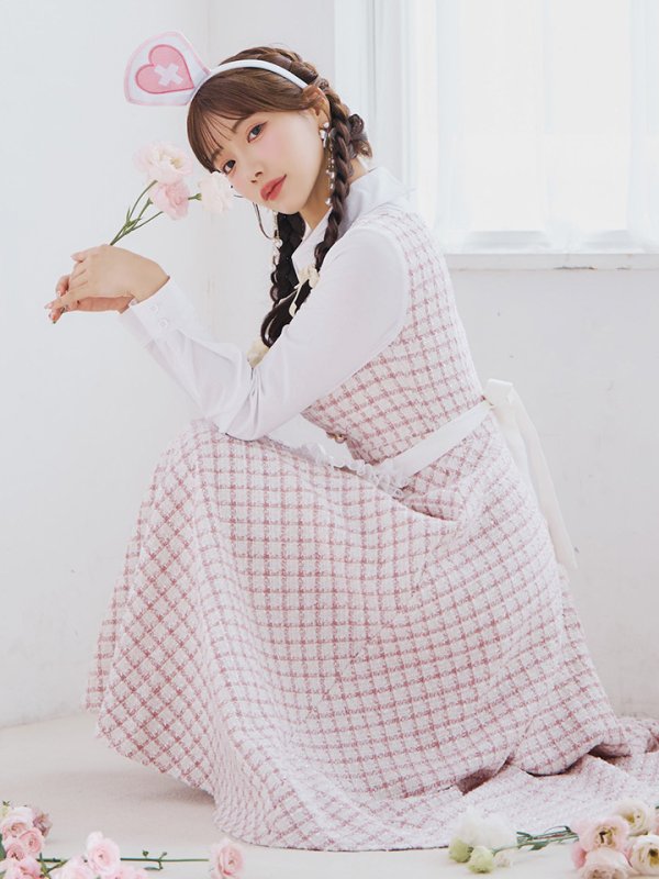 画像3: 【SALE!!】【即日発送！】【ハロウィン】ナースツイードロングフレア 【コスプレ3点セット】 【S-XLサイズ/1カラー】[HC03]