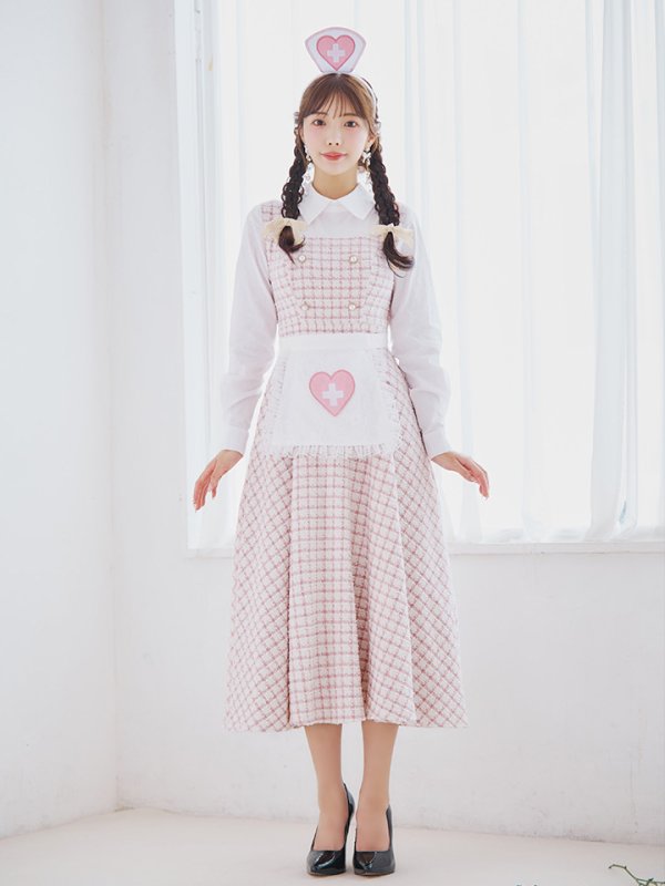 画像4: 【SALE!!】【即日発送！】【ハロウィン】ナースツイードロングフレア 【コスプレ3点セット】 【S-XLサイズ/1カラー】[HC03]