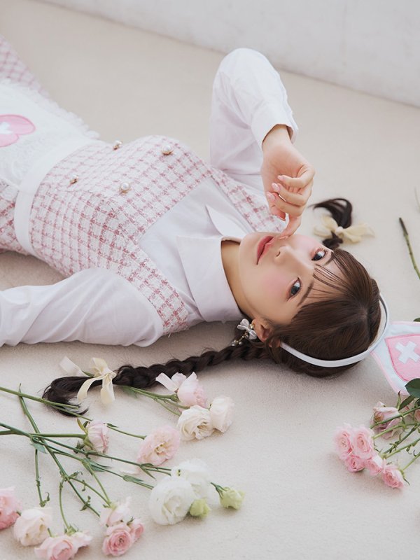 画像8: 【SALE!!】【即日発送！】【ハロウィン】ナースツイードロングフレア 【コスプレ3点セット】 【S-XLサイズ/1カラー】[HC03]