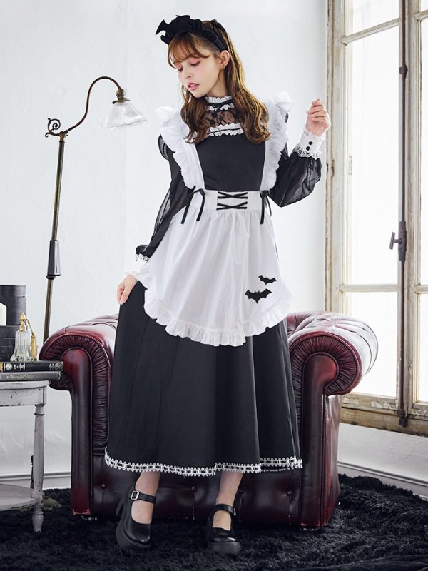 画像4: 【SALE!!】【即日発送！】【ハロウィン】クラシックメイドロングワンピース 【コスプレ3点セット】【S-XLサイズ/1カラー】[OF01]