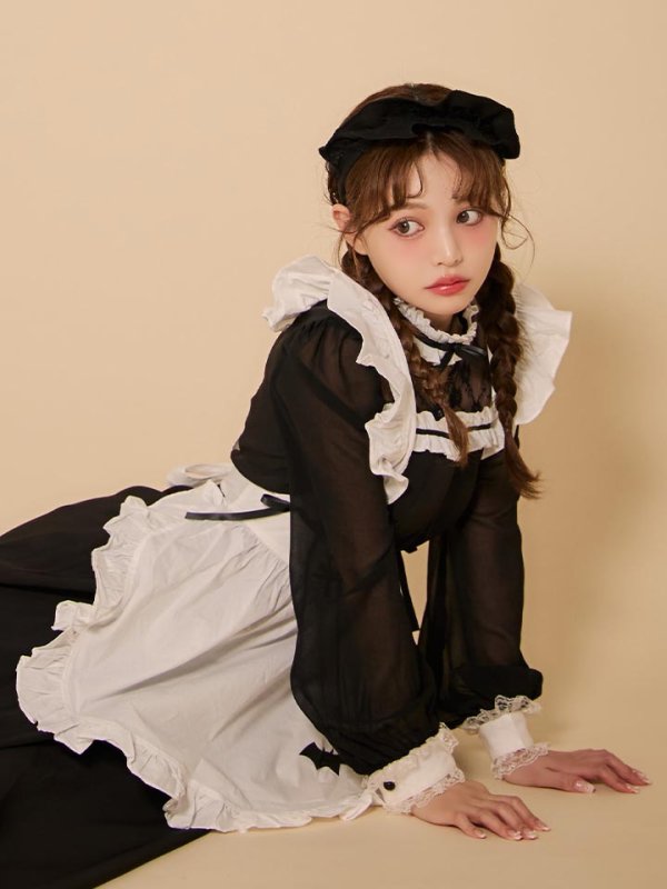 画像5: 【SALE!!】【即日発送】【ハロウィン】クラシックメイドロングワンピース【コスプレ3点セット】【S-XLサイズ/1カラー】[HC03]