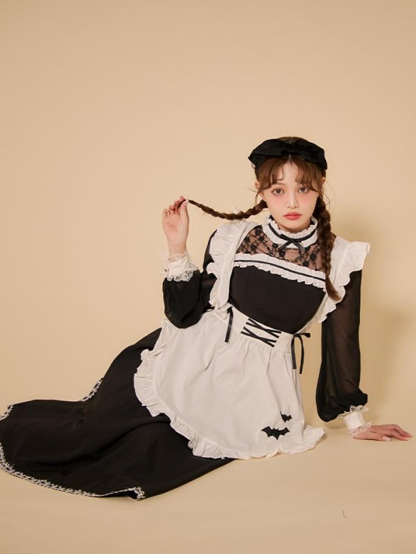 画像6: 【SALE!!】【即日発送】【ハロウィン】クラシックメイドロングワンピース【コスプレ3点セット】【S-XLサイズ/1カラー】[HC03]